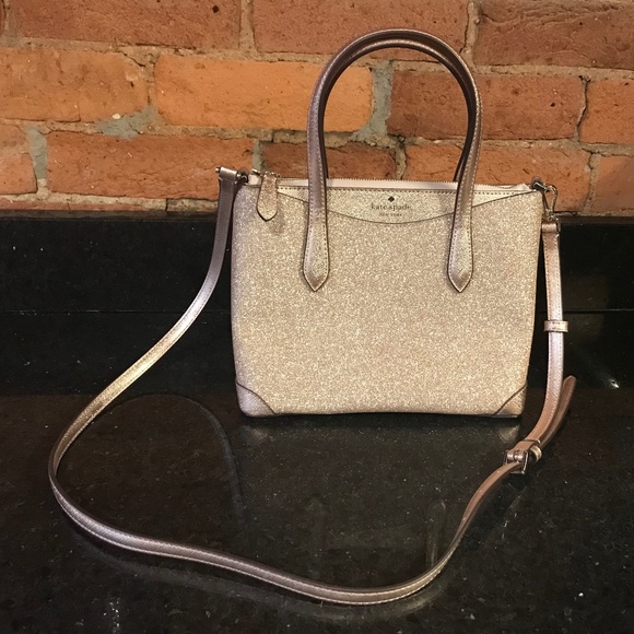 kate spade Handbags - Kate Spade Lola Satchel Crossbody Shimmy Glitter Rose Gold Sparkle Handbag Purse